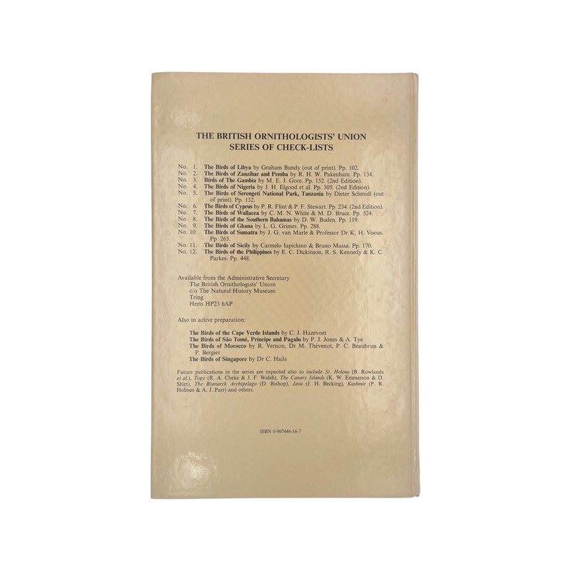 The Birds Of Nigeria, An Annotated Checklist; Elgood, J H