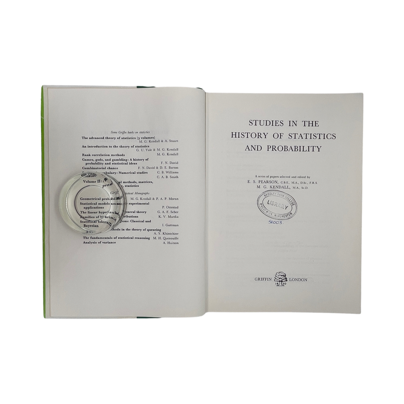 Studies In The History Of Statistics & Probability; Pearson, E S; Kendall, M G