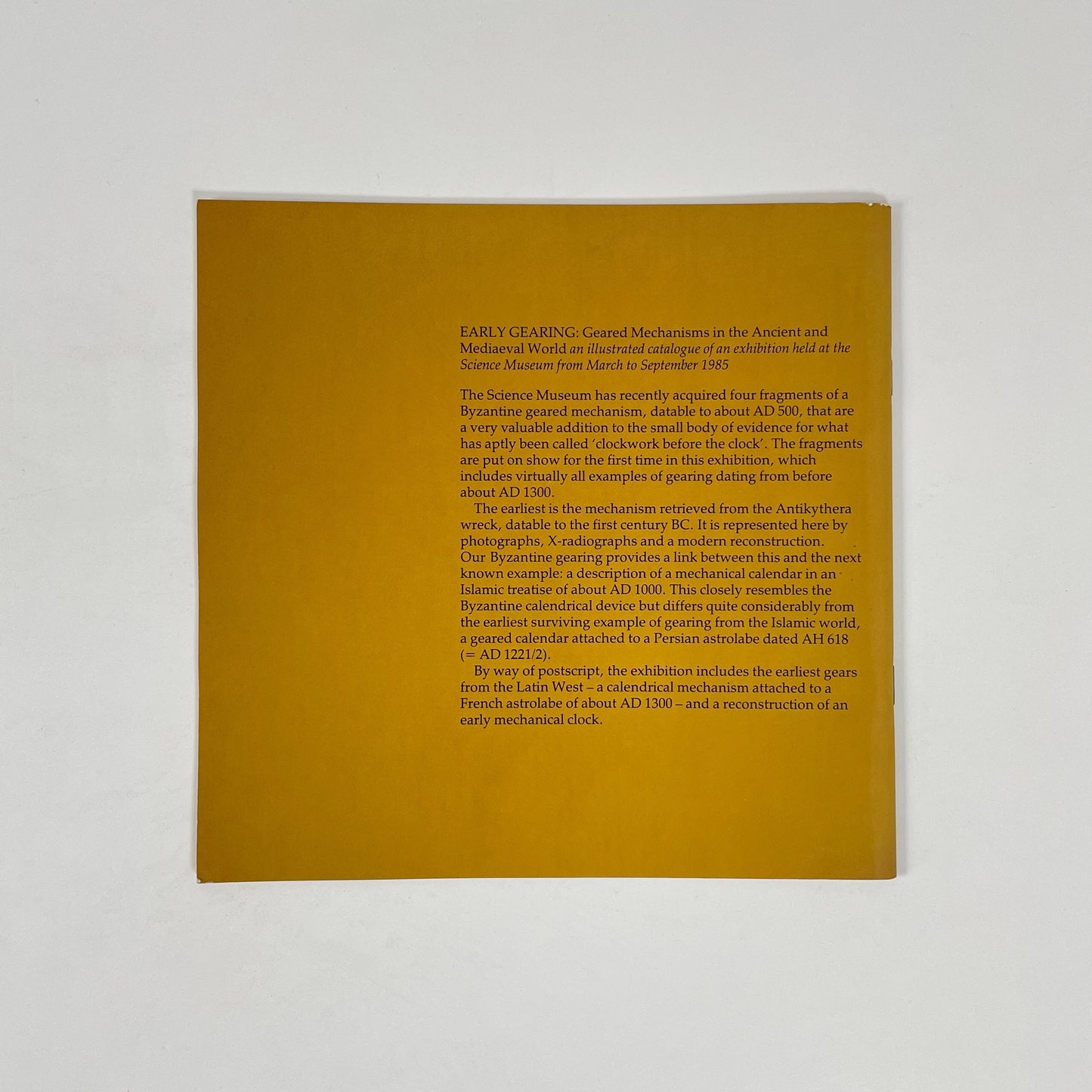 Early Gearing, Geared Mechanisms In The Ancient And Mediaeval World; Field, J V; Wright M T