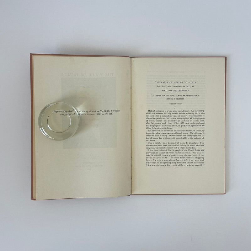 The Value Of Health To A City, Two Lectures Delivered In 1873; Von Pettenkofer