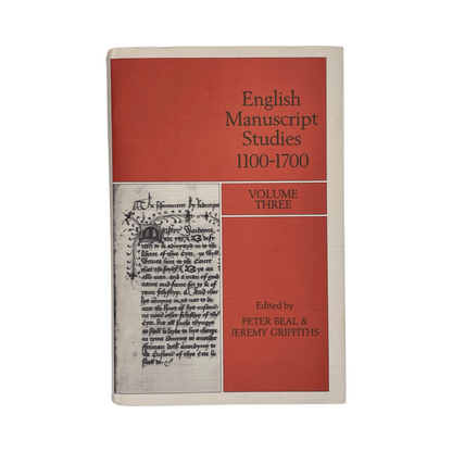 English Manuscript Studies 1100-1700 Volume 3 Beal Peter Griffiths Jeremy Hardcover Book