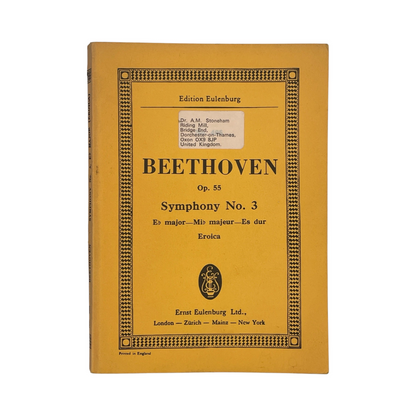 Symphony No 3 Eroica Beethoven Ludwig Van Soft cover Book