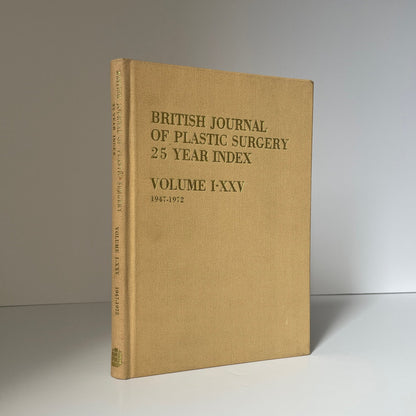 British Journal Of Plastic Surgery 25 Year Index 1947-1972 Wallace Gibson Hardcover Book