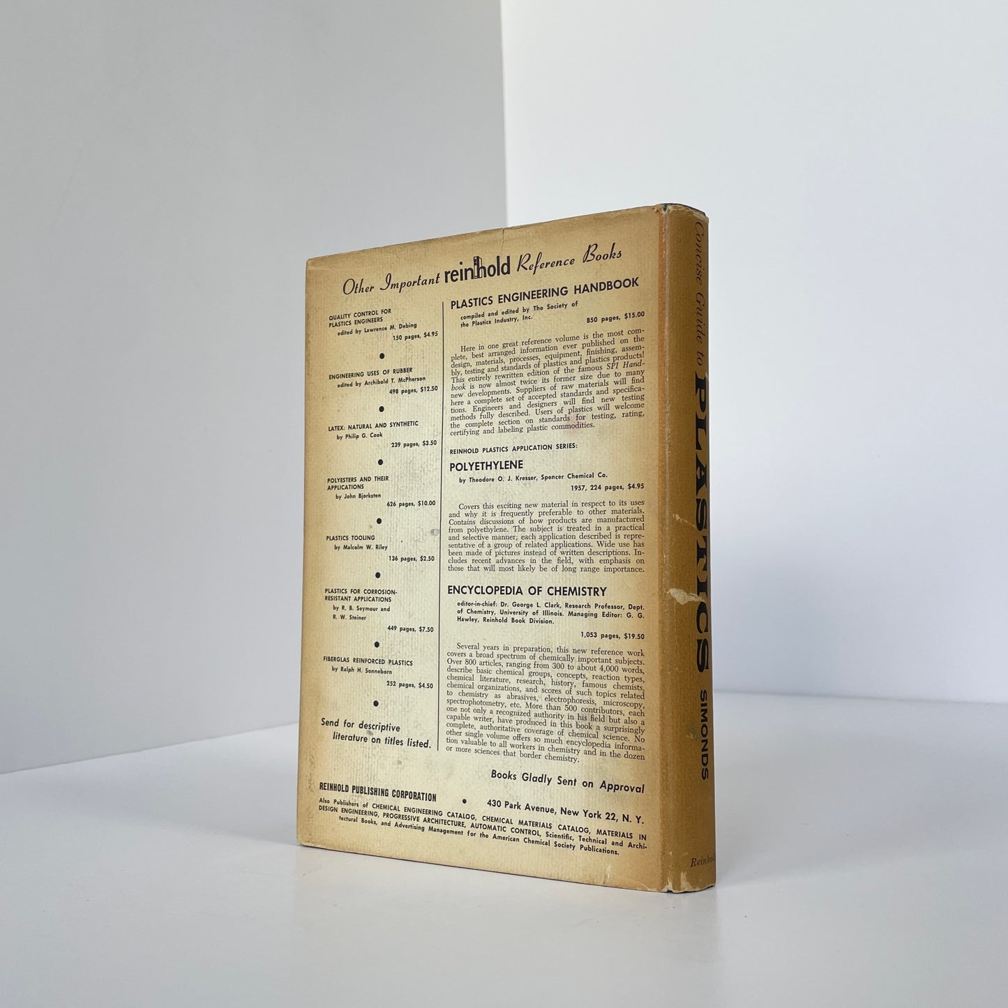 Concise Guide To Plastics; Simonds, Herbert S