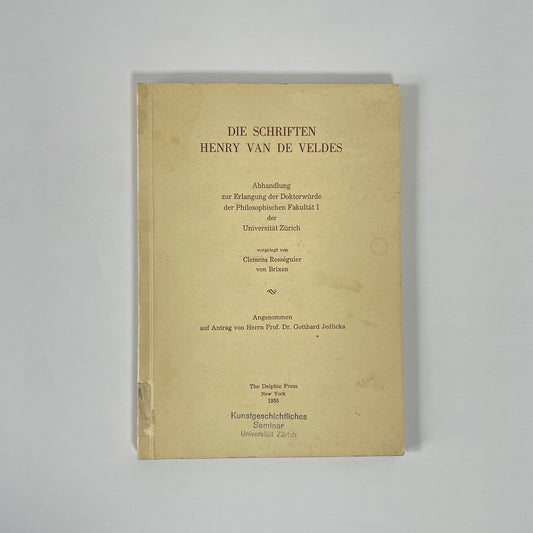 Die Schriften Henry Van De Veldes; Von Brixen, Clemens Rességuier