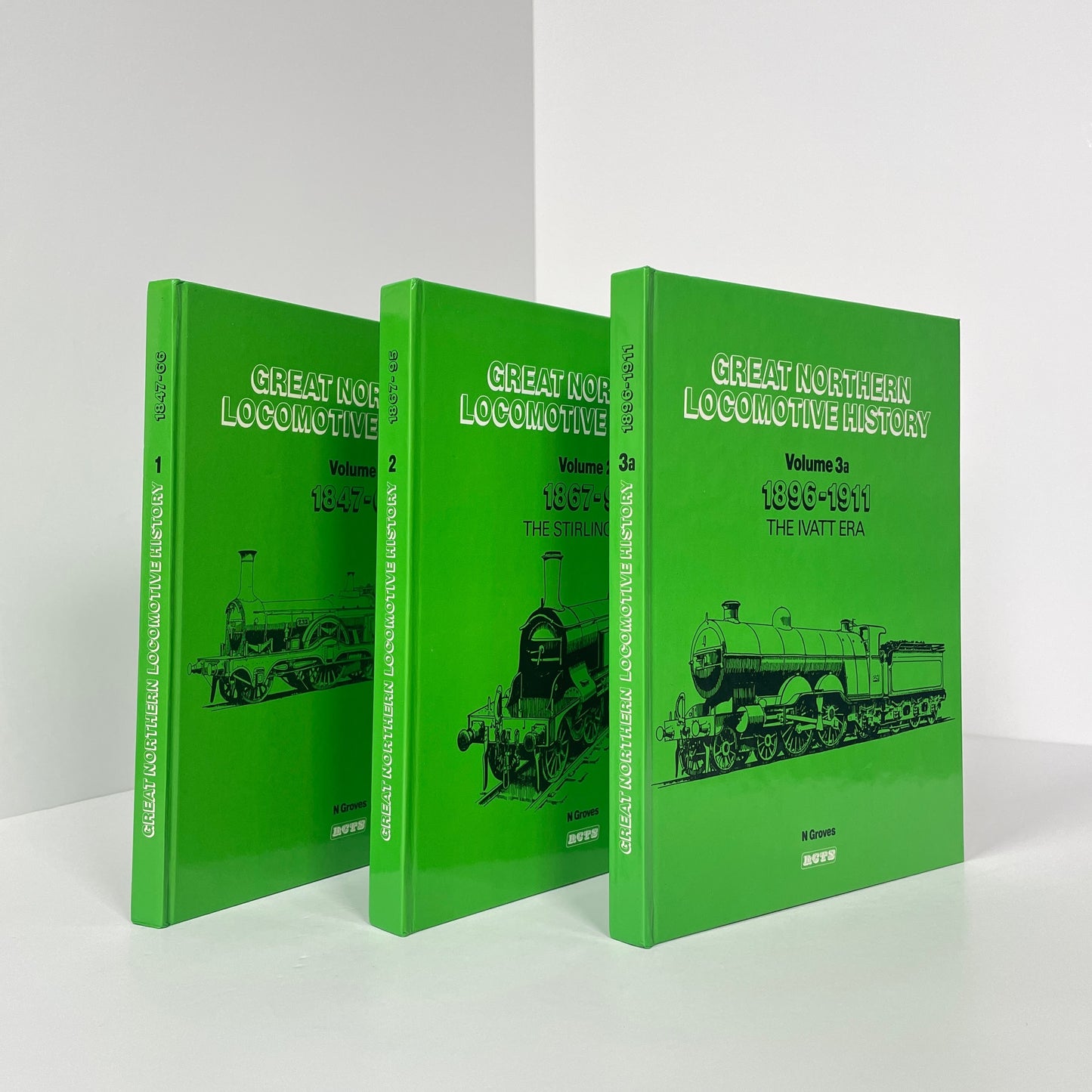 Great Northern Locomotive History, Vols 1 (1847-66), 2 The Stirling Era (1867-95) & 3a The Ivatt Era (1896-1911); Grover, N