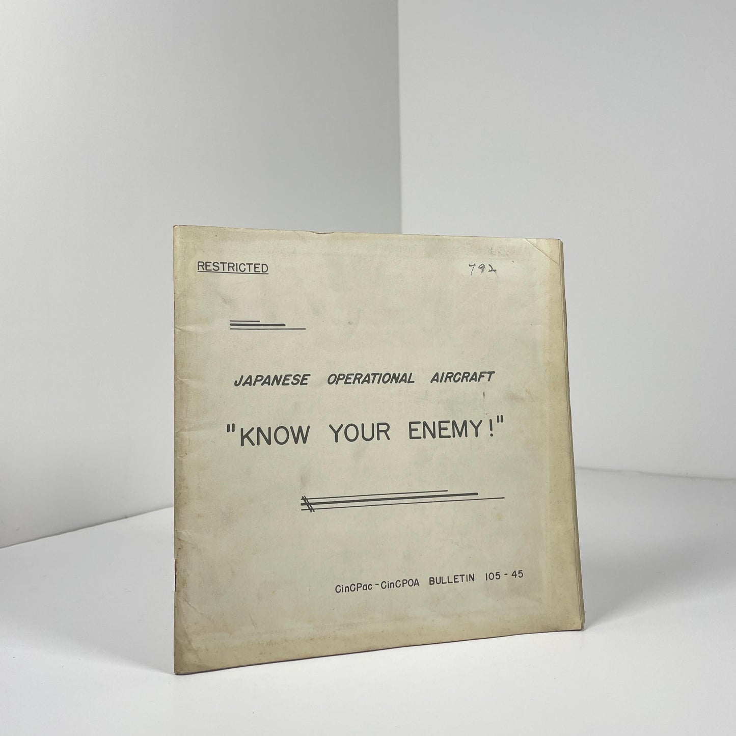 Japanese Operational Aircraft. Know Your Enemy! - Confidential Restricted Material April 1945; US Military