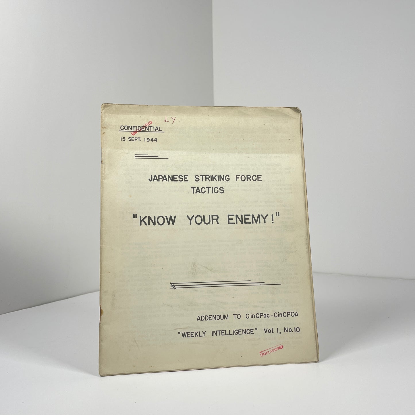 Japanese Striking Force Tactics. Know Your Enemy! - Confidential 15 Sept 1944; US Military