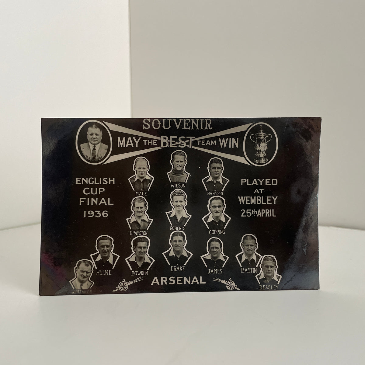 POSTCARD: Souvenir May The Best Team Win English Cup Final 1936 Arsenal Players And Manager;