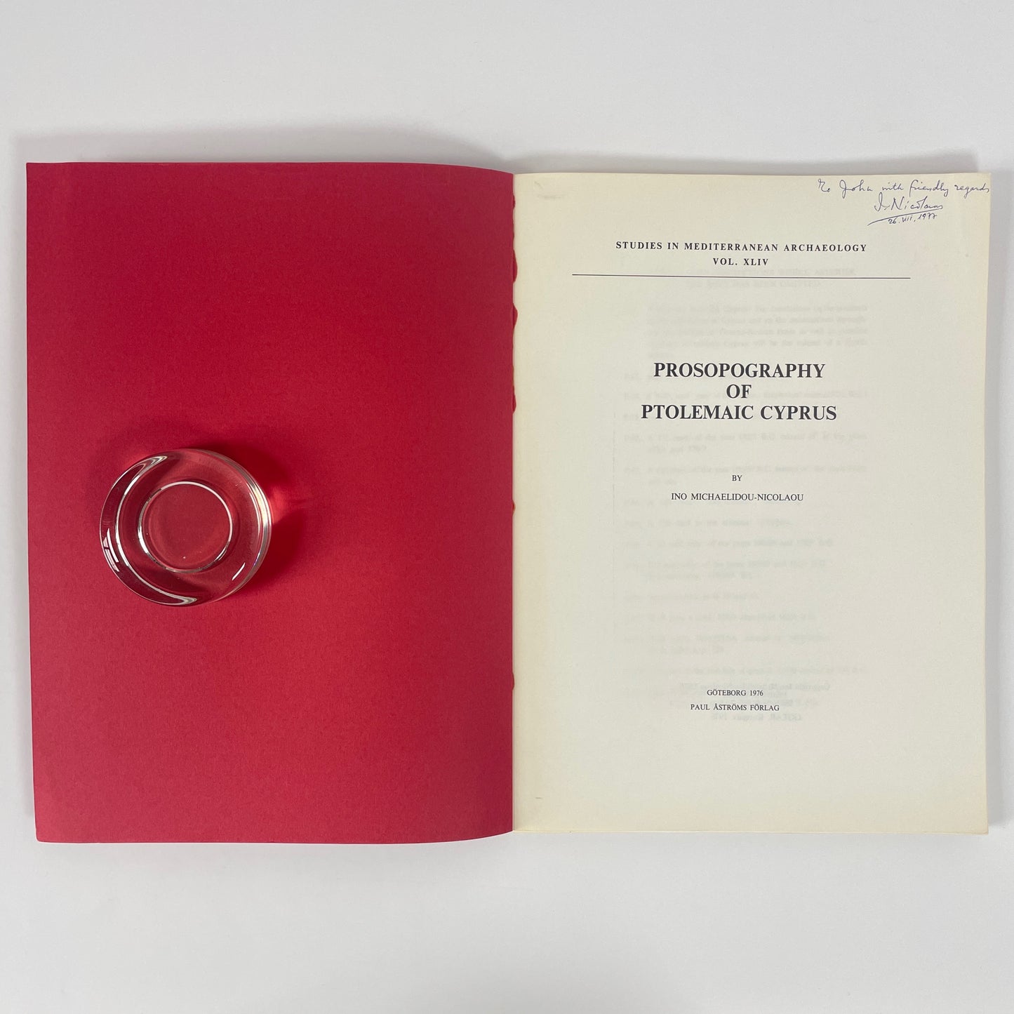 Prosopography Of Ptolemaic Cyprus, Studies In Mediterranean Archaeology Vol. XLIV; Michaelidou-Nicolaou, Ino