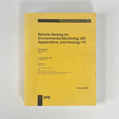 Remote Sensing For Environmental Monitoring, GIS Applications, And Geology VII; Ehlers, Manfred; Michel, Ulrich