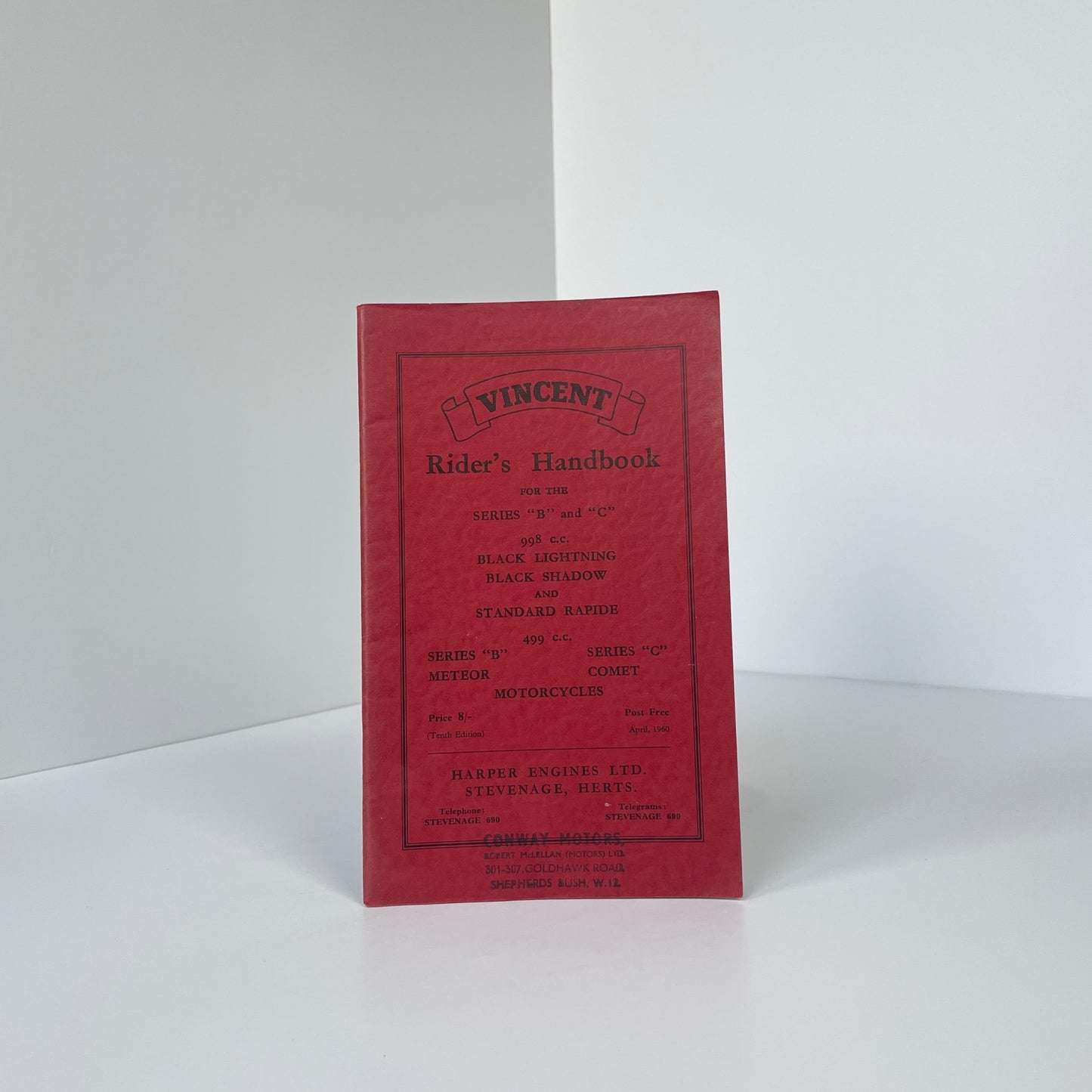 Rider's Handbook For Vincent Motorcycles Series "B" And "C"; Harper Engines Ltd, Stevenage