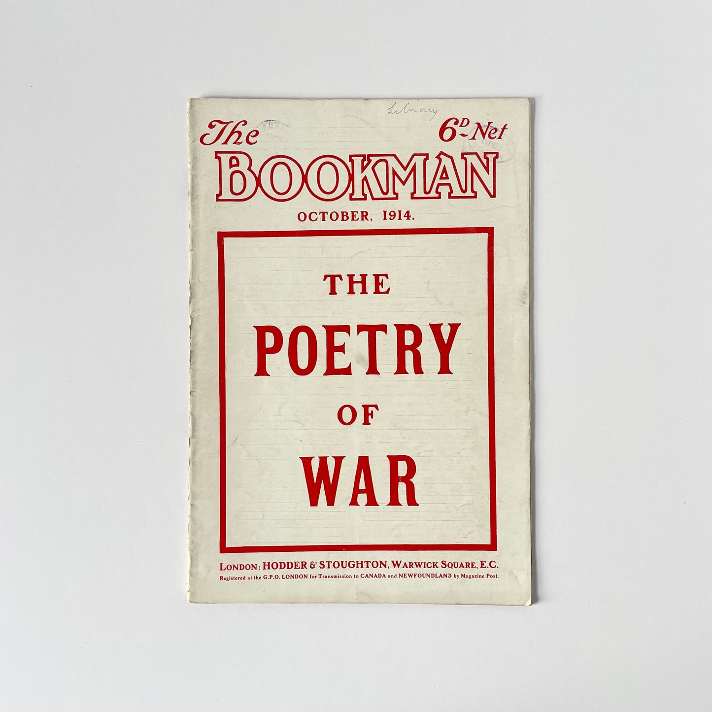 The Bookman October 1914 The Poetry Of War