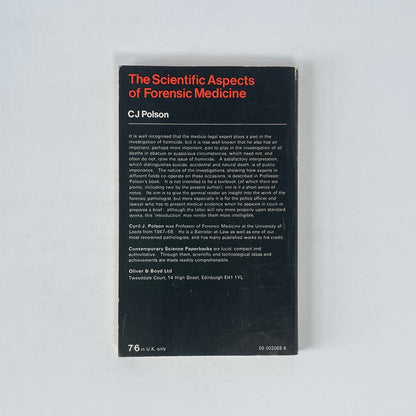 The Scientific Aspects Of Forensic Medicine; Polson, C J