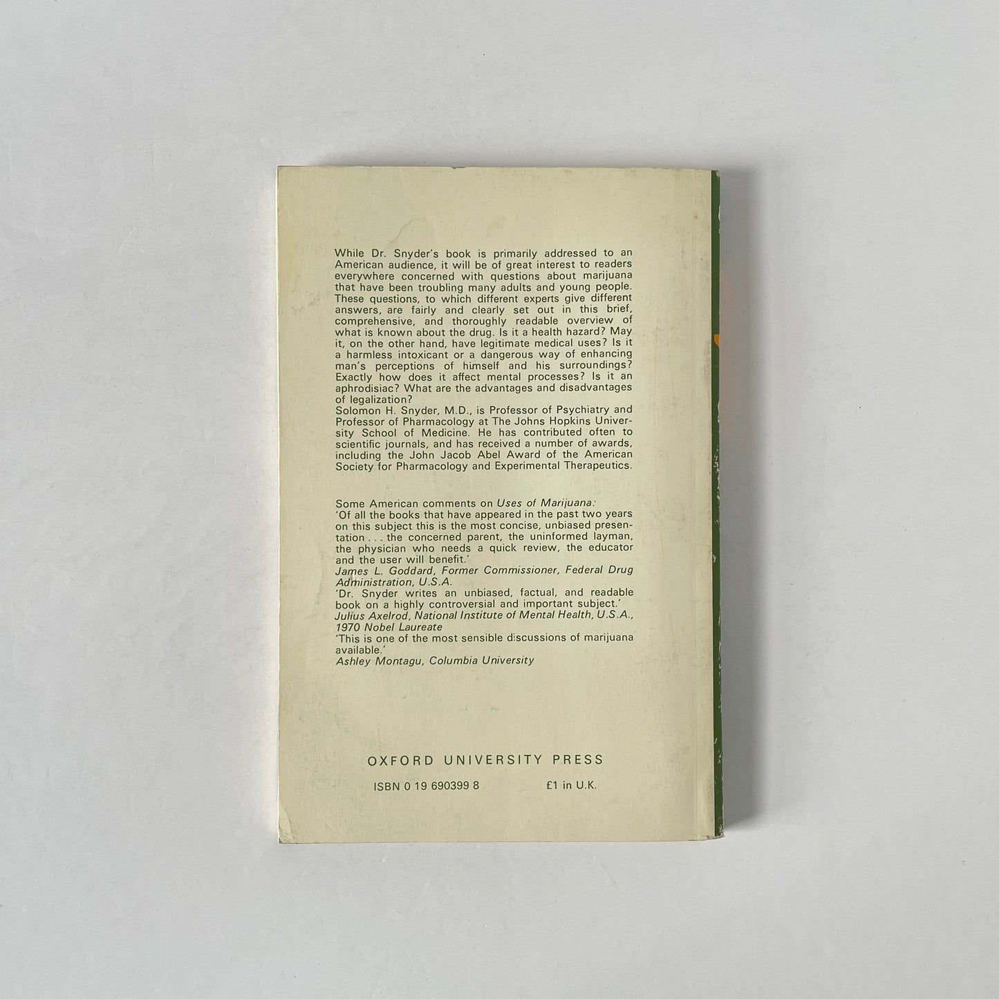 Uses Of Marijuana; Snyder, Solomon H