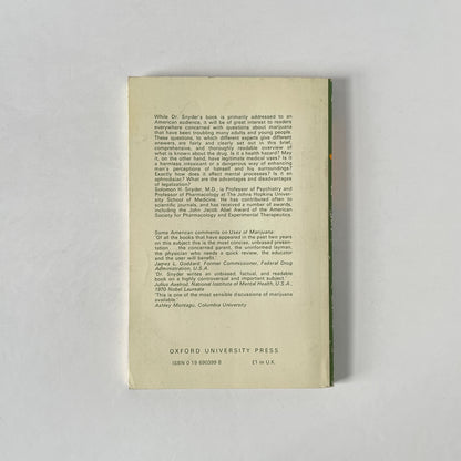 Uses Of Marijuana; Snyder, Solomon H